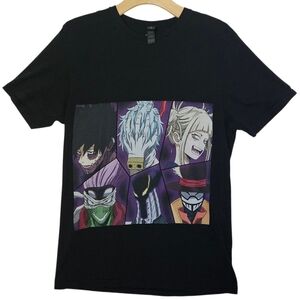 Men's Black My Hero Academia Graphic Shirt With Anime League Of Villains Size M